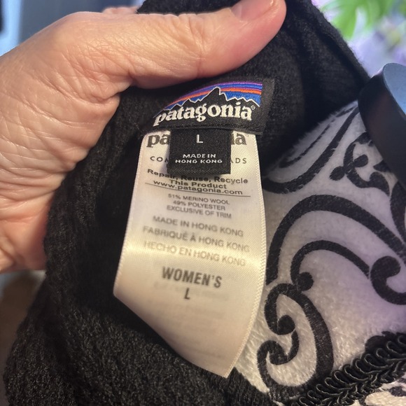Patagonia Wool Blend Knit Outerwear With Hood. Black Lightweight Sz Large - Picture 8 of 10